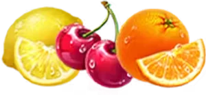 Combined lemon, cherry and orange paytable icon